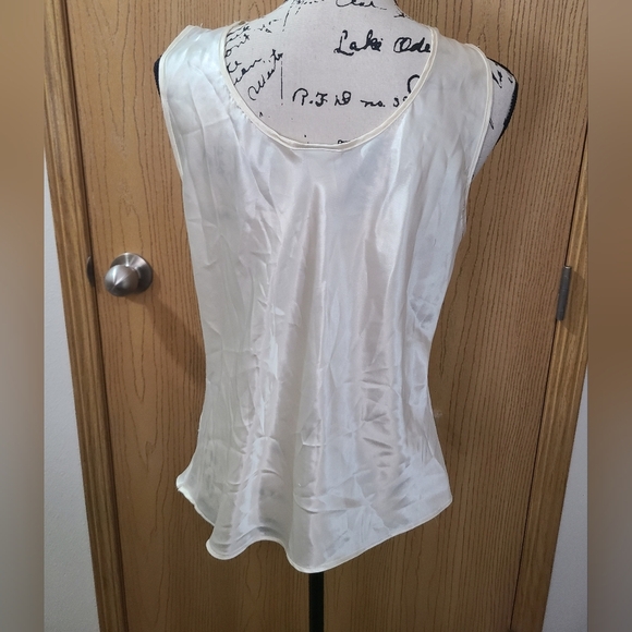 Cinema Etoile Ivory Satin Lace Crochet Sleepwear Slip Tank Top Lingerie - Picture 2 of 5